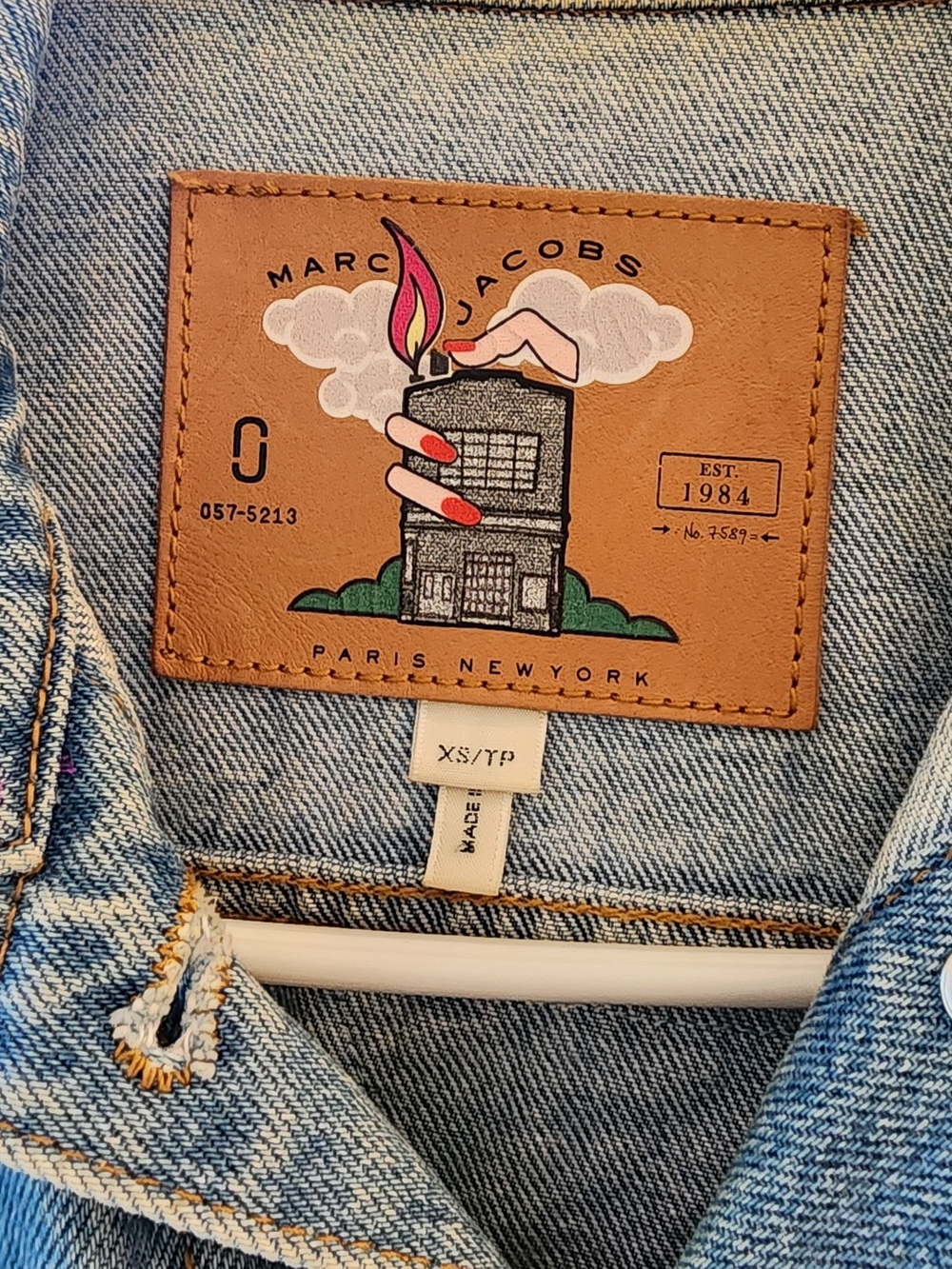 Marc Jacobs Light Blue Embroidered  Denim Jacket with Multicolor Patches Size XS - Picture 9 of 11